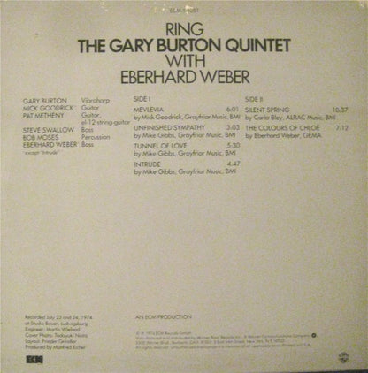 Gary Burton Quintet with Eberhard Weber : Ring (LP, Album)