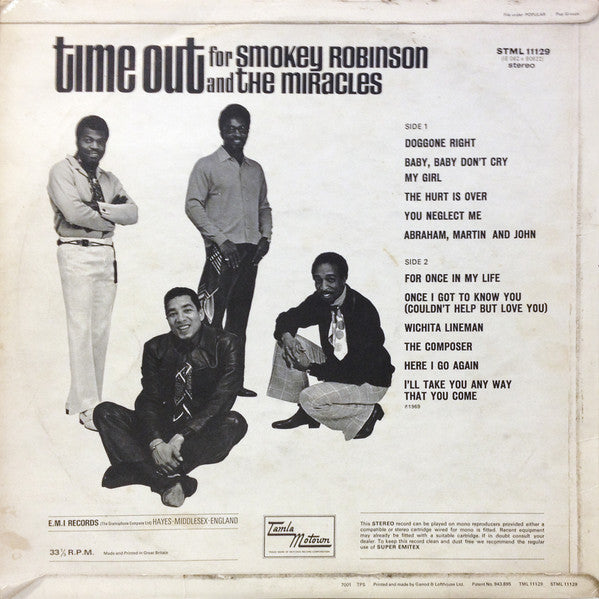 Smokey Robinson And The Miracles* : Time Out For Smokey Robinson And The Miracles (LP, Album)