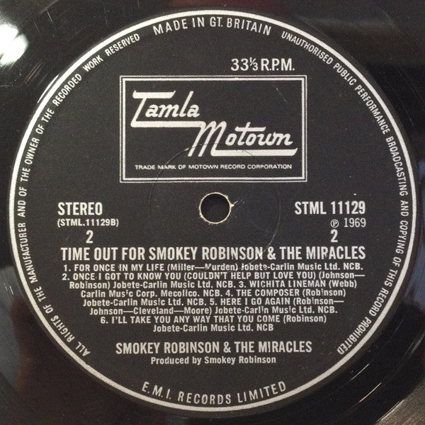 Smokey Robinson And The Miracles* : Time Out For Smokey Robinson And The Miracles (LP, Album)