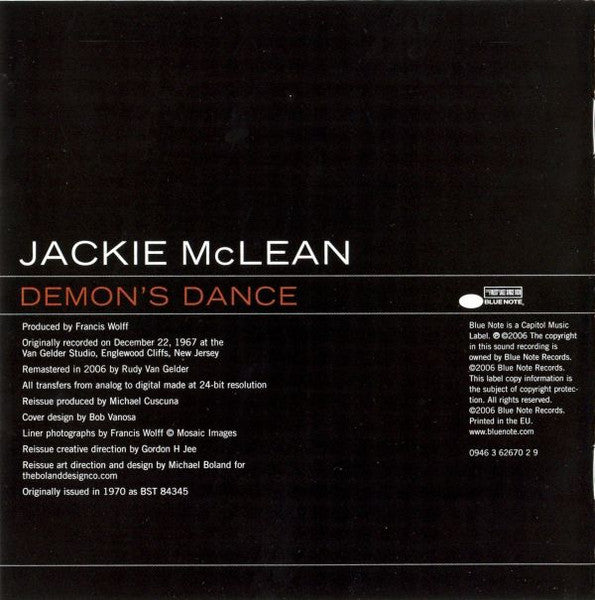 Jackie McLean : Demon's Dance (CD, Album, RE, RM)