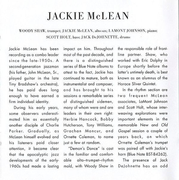 Jackie McLean : Demon's Dance (CD, Album, RE, RM)