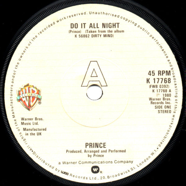 Prince : Do It All Night (7", Single)