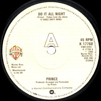 Prince : Do It All Night (7", Single)