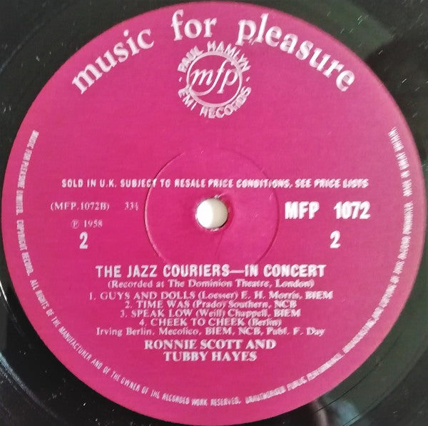 The Jazz Couriers With Ronnie Scott And Tubby Hayes : In Concert (LP, Album, Mono, RE)