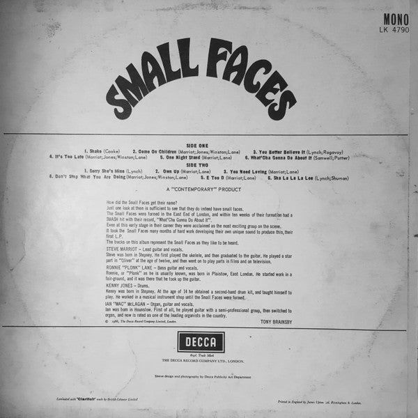 Small Faces : Small Faces (LP, Album, Mono)