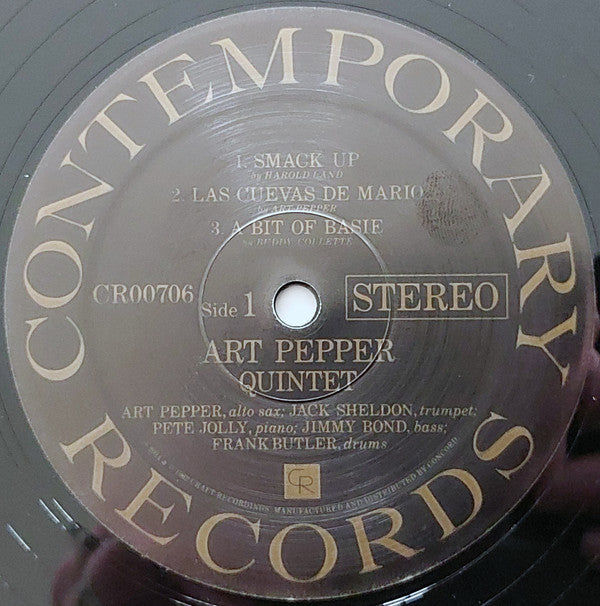 Art Pepper Quintet : Smack Up (LP, Album, RE, 180)