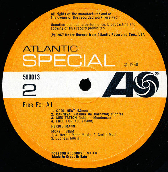 Herbie Mann : Free For All (LP, Album, RE)