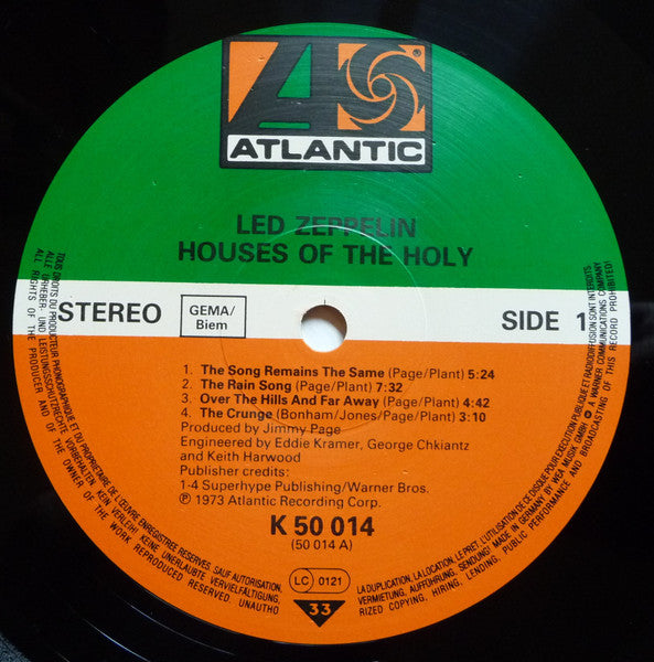 Led Zeppelin : Houses Of The Holy (LP, Album, RE, Gat)