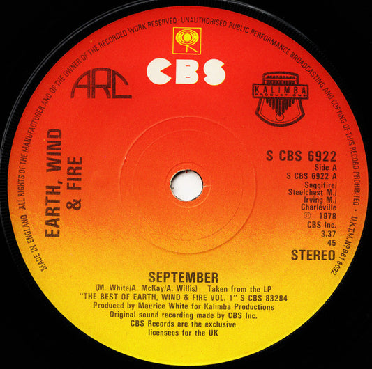 Earth, Wind & Fire : September (7", Single)