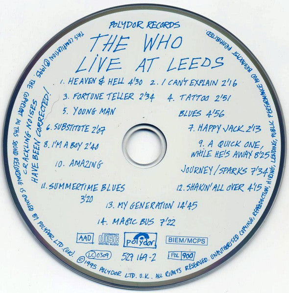 The Who : Live At Leeds (CD, Album, RE, RM, 25t)