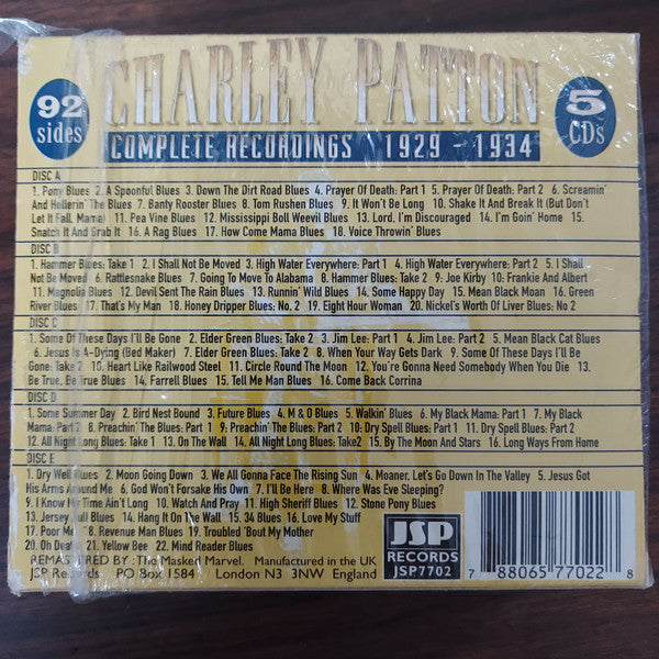 Charley Patton : Complete Recordings 1929 - 1934 (5xCD, Comp, RM + Box, Mono)