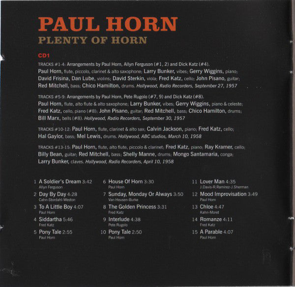 Paul Horn : Plenty Of Horn (2xCD, Comp, RE)