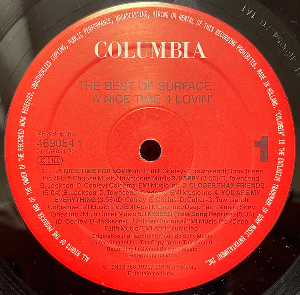 Surface : The Best Of....A Nice Time 4 Lovin' (LP, Comp)