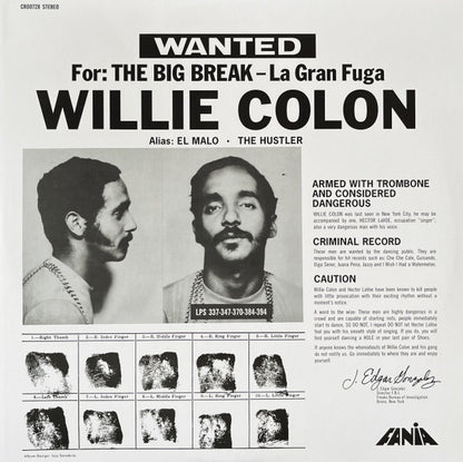 Willie Colon* : Wanted For: The Big Break - La Gran Fuga (LP, Album, RE)