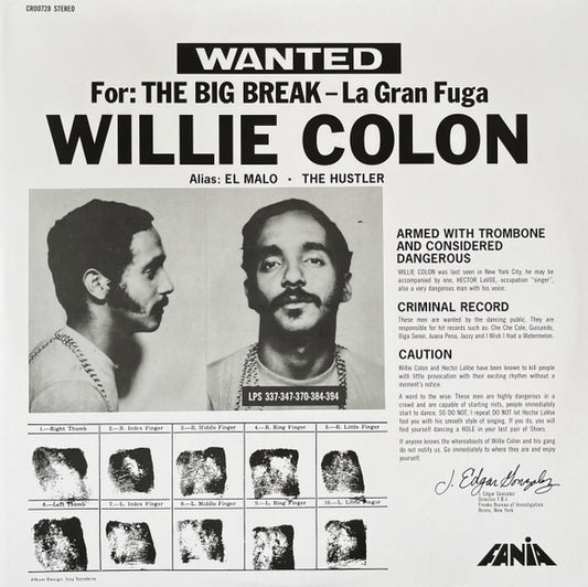 Willie Colon* : Wanted For: The Big Break - La Gran Fuga (LP, Album, RE)