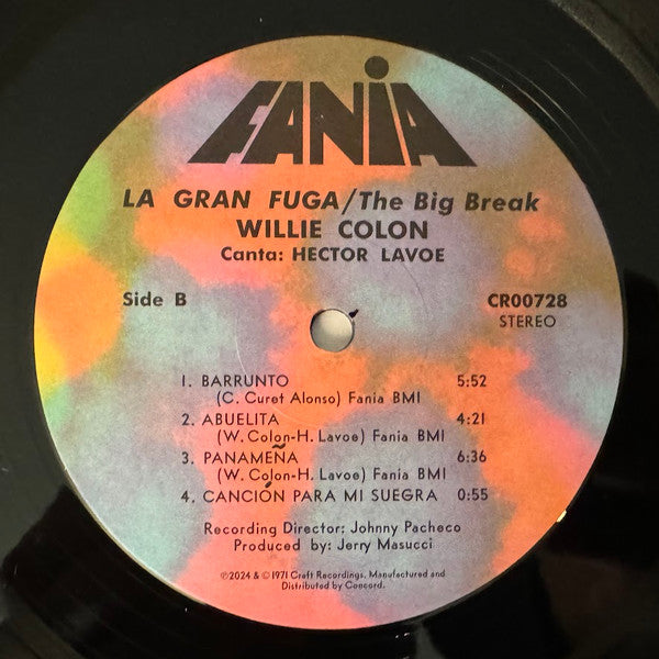 Willie Colon* : Wanted For: The Big Break - La Gran Fuga (LP, Album, RE)
