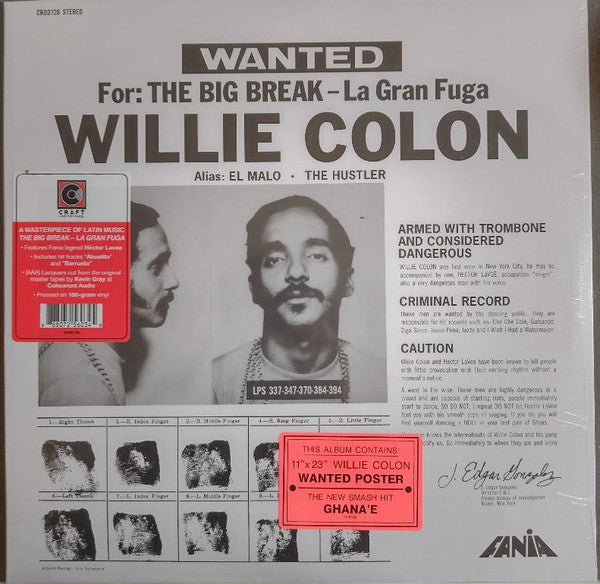 Willie Colon* : Wanted For: The Big Break - La Gran Fuga (LP, Album, RE)