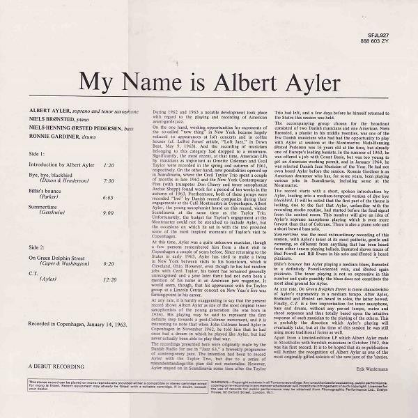 Albert Ayler : My Name Is Albert Ayler (LP, Album, RE)