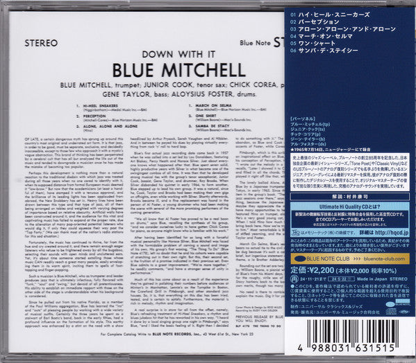 The Blue Mitchell Quintet : Down With It! (CD, Album, Ltd, RE, RM, UHQ)