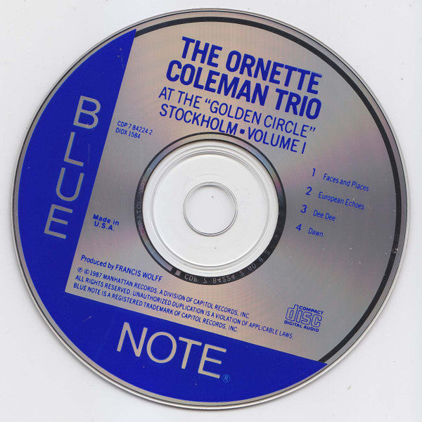 The Ornette Coleman Trio : At The "Golden Circle" Stockholm - Volume One (CD, Album, RE)