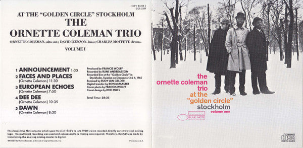 The Ornette Coleman Trio : At The "Golden Circle" Stockholm - Volume One (CD, Album, RE)