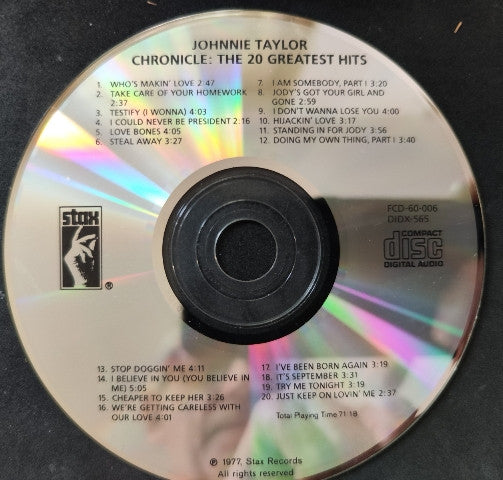 Johnnie Taylor : Chronicle: The Twenty Greatest Hits (CD, Comp, RE, RM)