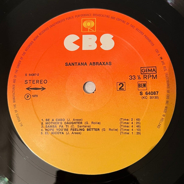 Santana : Abraxas  (LP, Album, RE, Gat)
