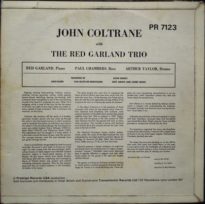 John Coltrane With The Red Garland Trio : Traneing In (LP, Album, RE)