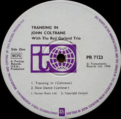 John Coltrane With The Red Garland Trio : Traneing In (LP, Album, RE)