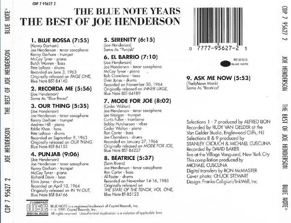 Joe Henderson : The Best Of Joe Henderson (CD, Comp)