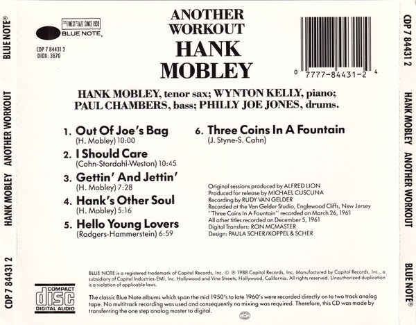 Hank Mobley : Another Workout (CD, Album, RE)