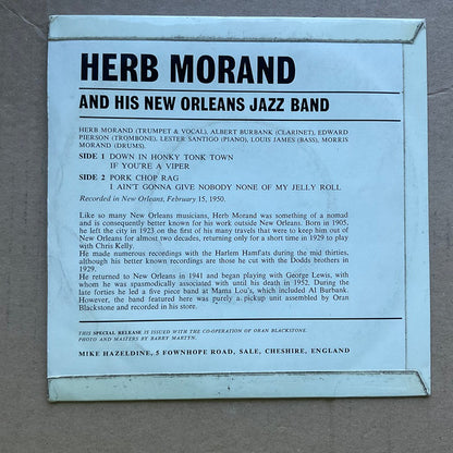 Herb Morand And His New Orleans Jazz Band : Down In Honky Tonk Town  (7", EP, Mono)
