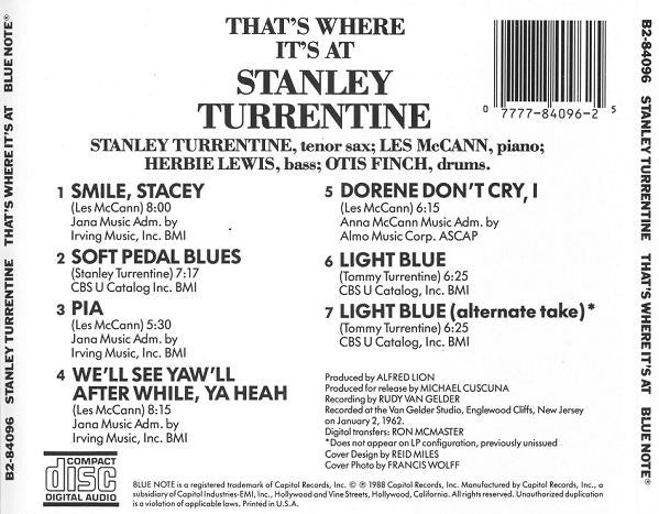 Stanley Turrentine : That's Where It's At (CD, Album, RE)