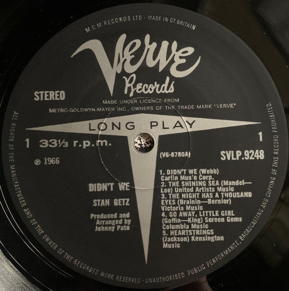 Stan Getz : Didn't We (LP, Album)