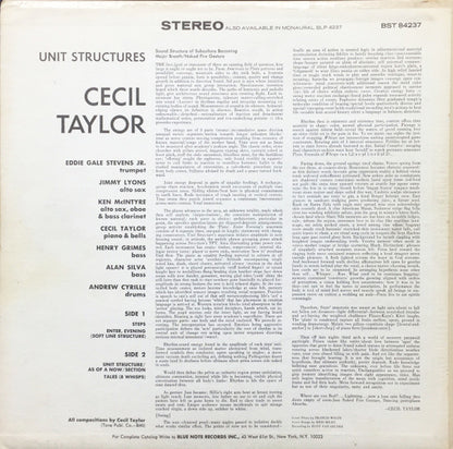 Cecil Taylor : Unit Structures (LP, Album, RE)