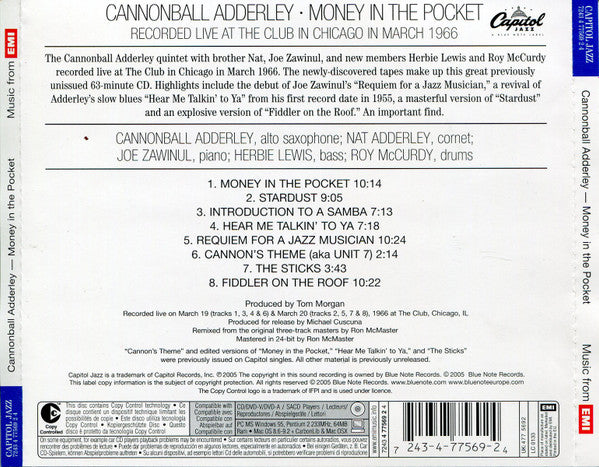 Cannonball Adderley : Money In The Pocket (CD, Album, Copy Prot.)