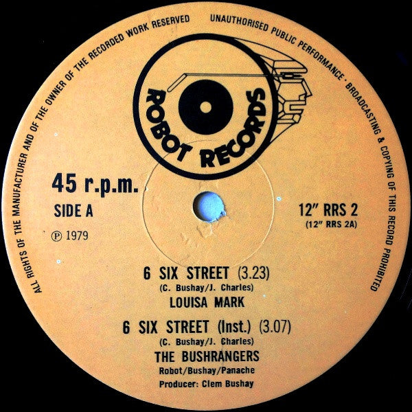 Louisa Mark And Bushrangers : 6 Six Street (12", Single)