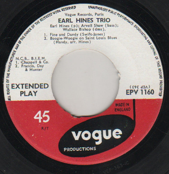 Earl "Fatha" Hines Trio : Earl Hines Trio (7", EP)