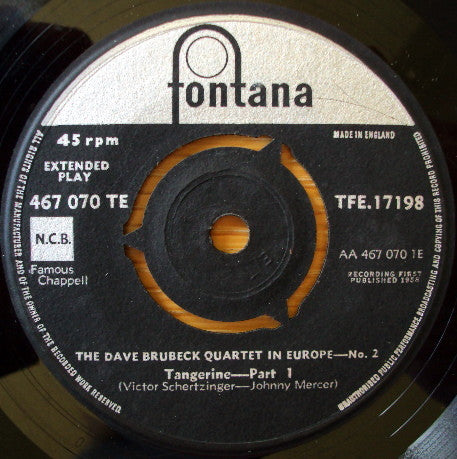 The Dave Brubeck Quartet : In Europe - No. 2 (7", EP)