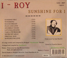 I-Roy : Sunshine For I (CD, Album, RE)