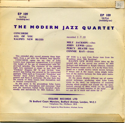 The Modern Jazz Quartet : Concorde (7", EP)
