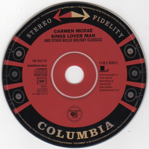 Carmen McRae : Sings Lover Man And Other Billie Holiday Classics (CD, Album, RE, RM)