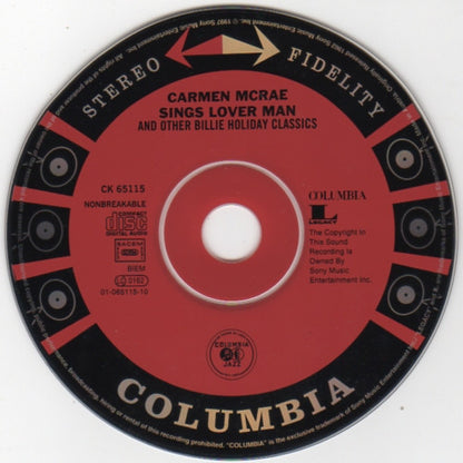 Carmen McRae : Sings Lover Man And Other Billie Holiday Classics (CD, Album, RE, RM)