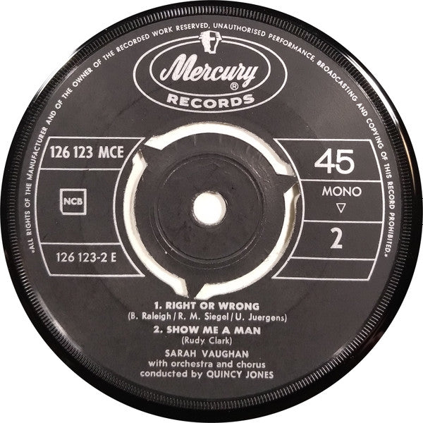 Sarah Vaughan : Sarah Vaughan In Copenhagen (7", EP)