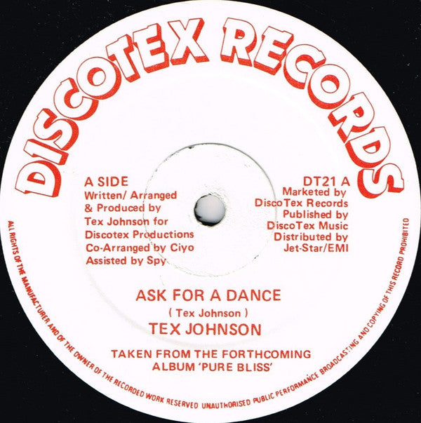 Tex Johnson : Ask For A Dance (12")