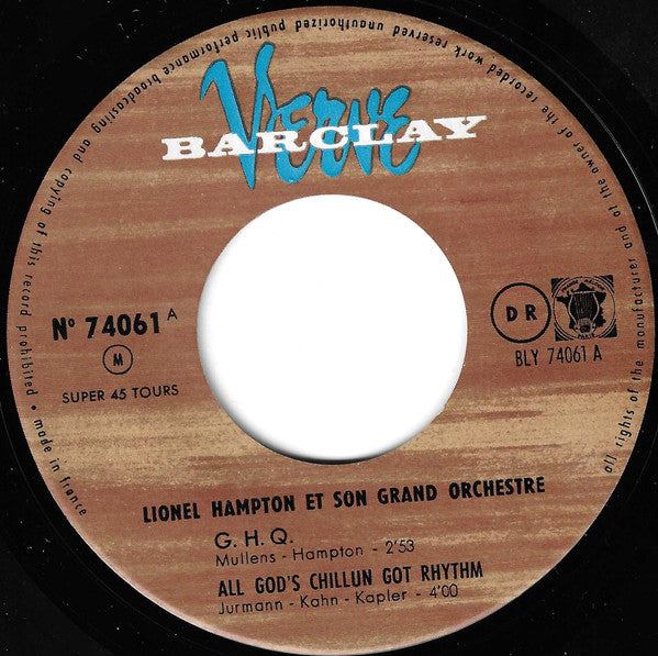 Lionel Hampton And His Orchestra : G. H. Q. (7", EP, RE)