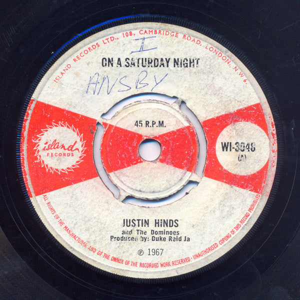 Justin Hinds & The Dominoes : On A Saturday Night / Save A Bread (7", Single)