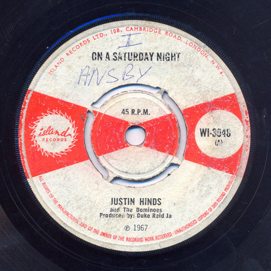 Justin Hinds & The Dominoes : On A Saturday Night / Save A Bread (7", Single)