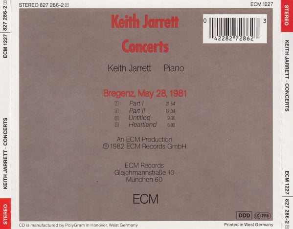 Keith Jarrett : Concerts / Bregenz (CD, Album, Pol)