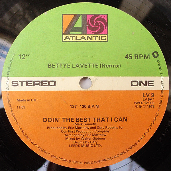 Bettye Lavette : Doin' The Best That I Can (Remix) (12", Single)